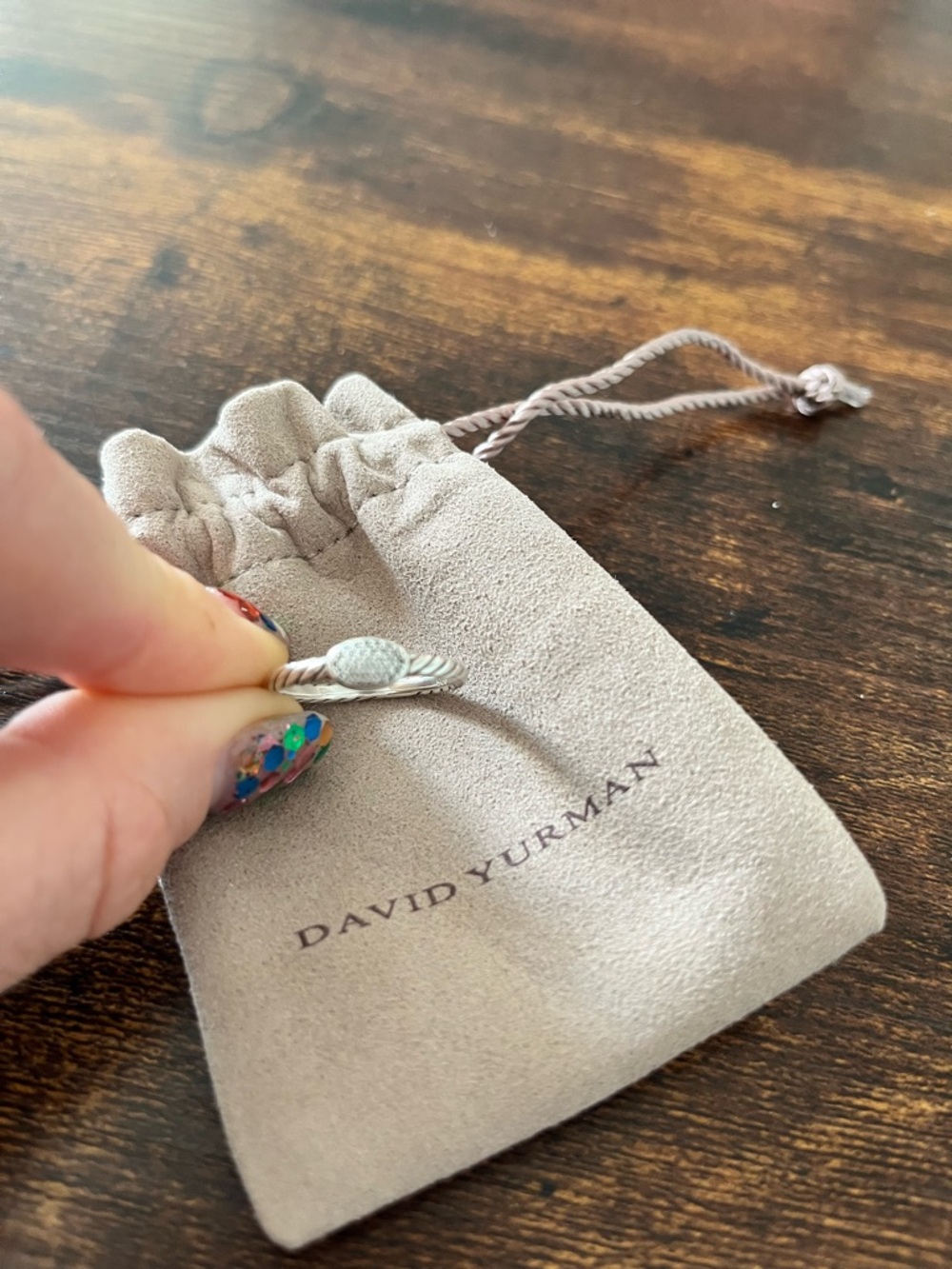 David Yurman Sterling Cable Petite Pavé Ring - Silver - Picture 2 of 4